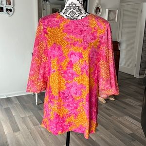 NWT Ted Baker London Blouse with Sheer Flowing Sleeves